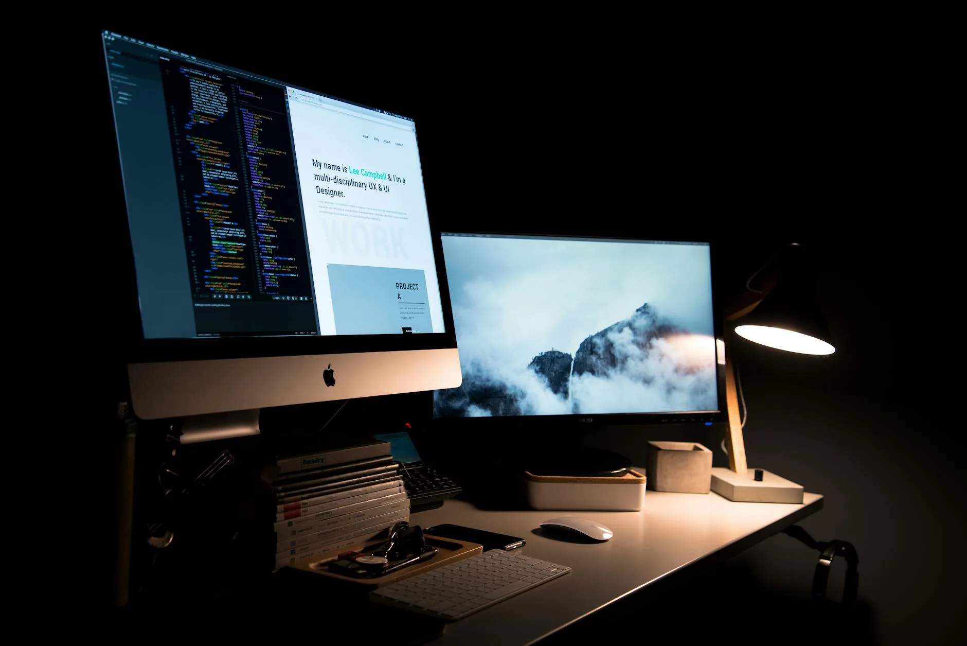 Computer monitor on a desk in a home workspace