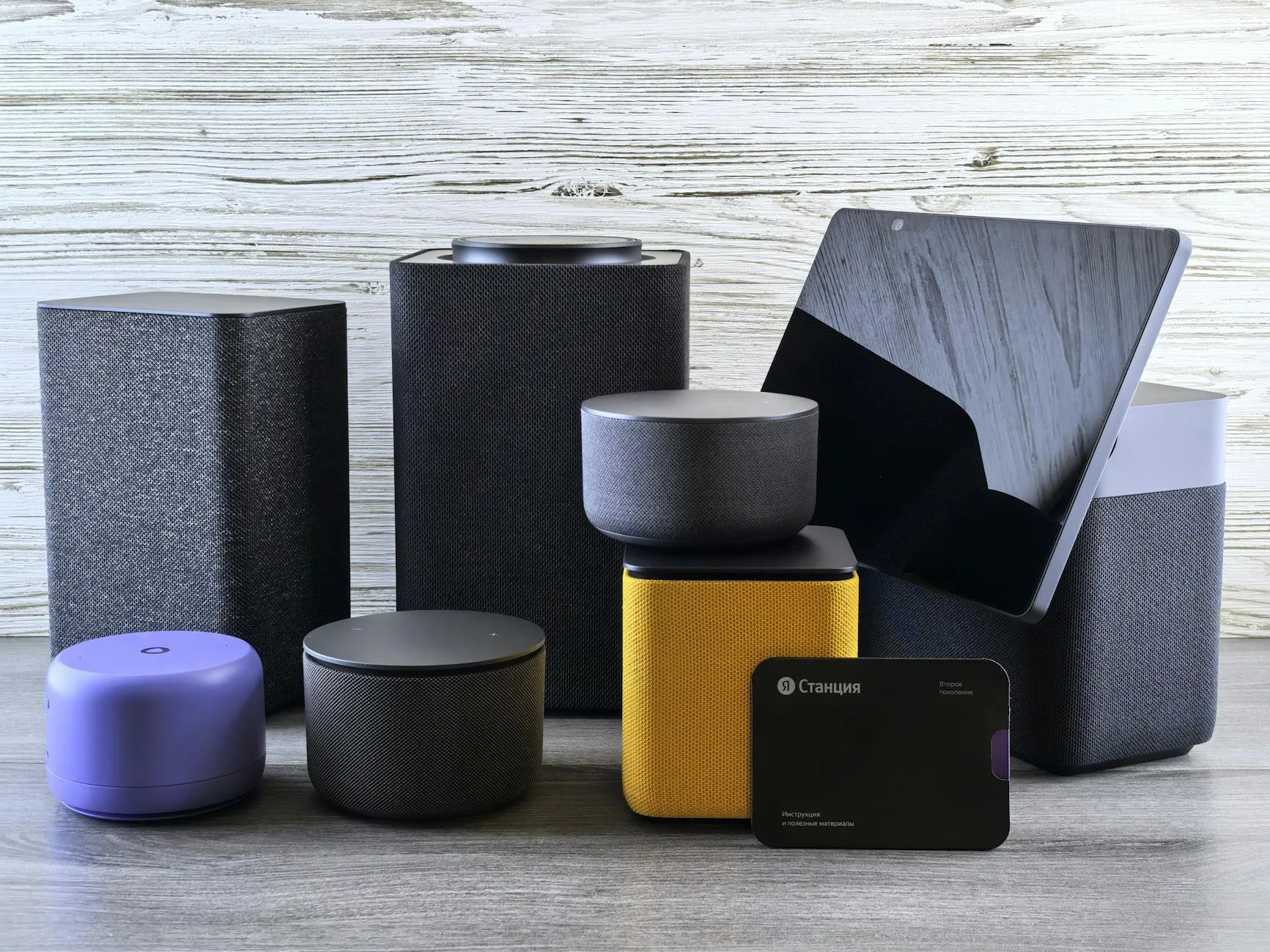 Smart home hub device in modern living room for camera integration