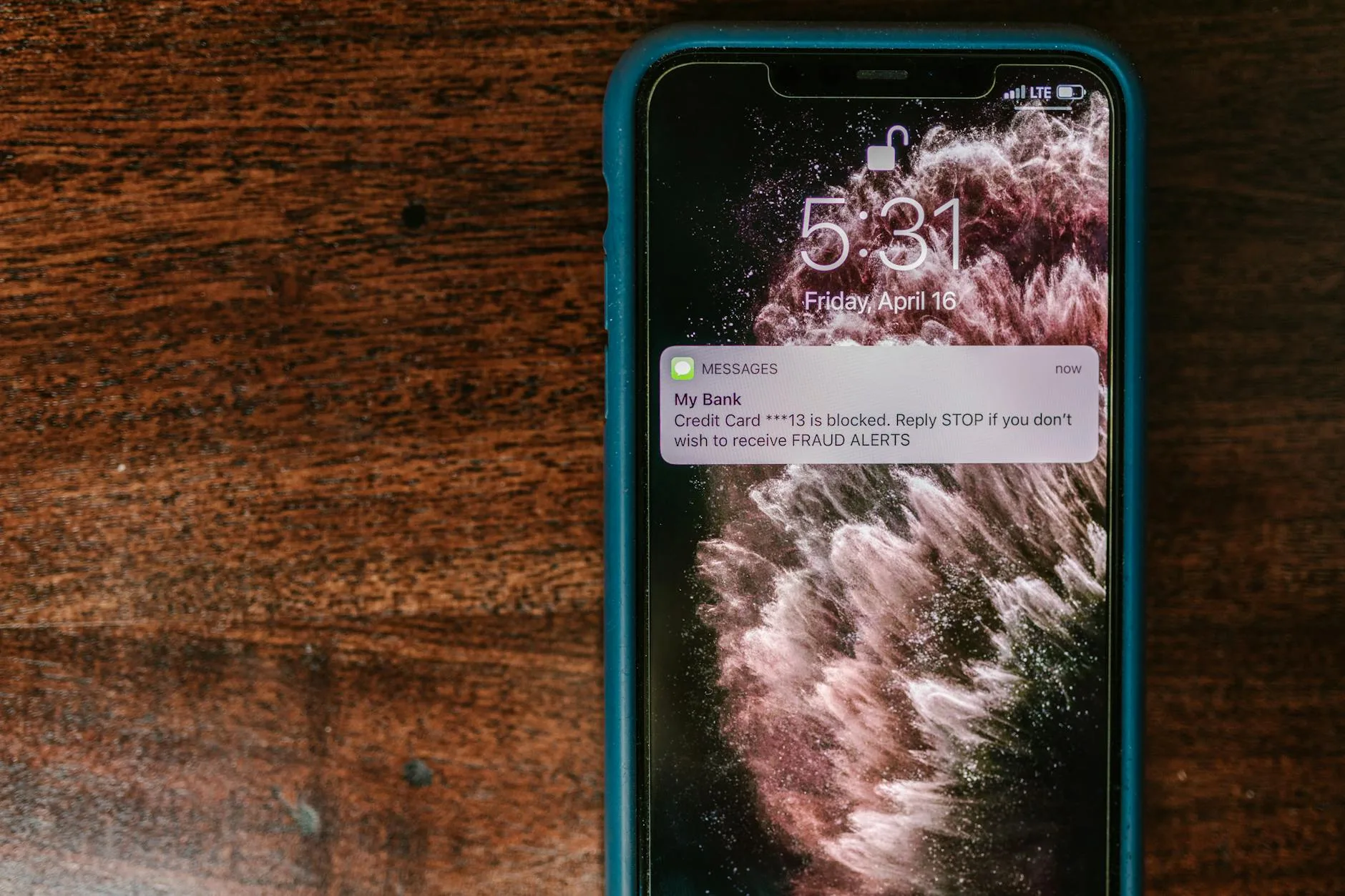 Security alert notification on a smartphone app